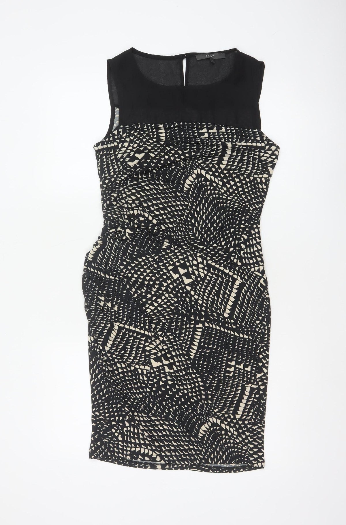 Next Women’s Black Ivory Geometric Bodycon Knee Length Dress UK 8