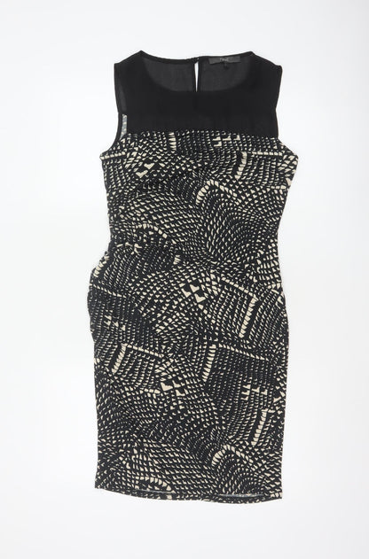 Next Women’s Black Ivory Geometric Bodycon Knee Length Dress UK 8