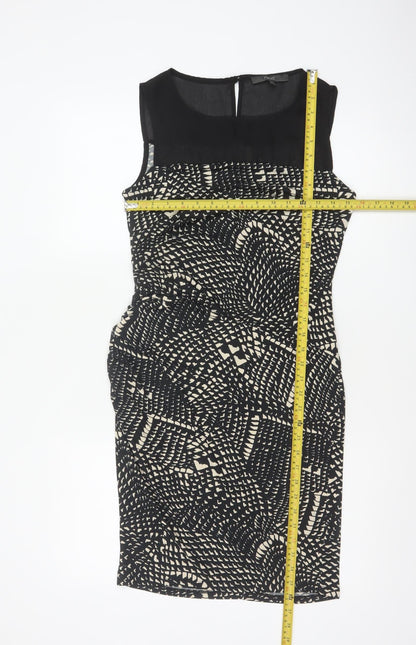 Next Women’s Black Ivory Geometric Bodycon Knee Length Dress UK 8