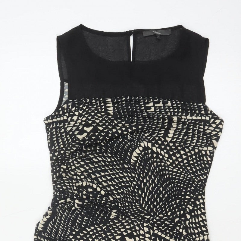 Next Women’s Black Ivory Geometric Bodycon Knee Length Dress UK 8