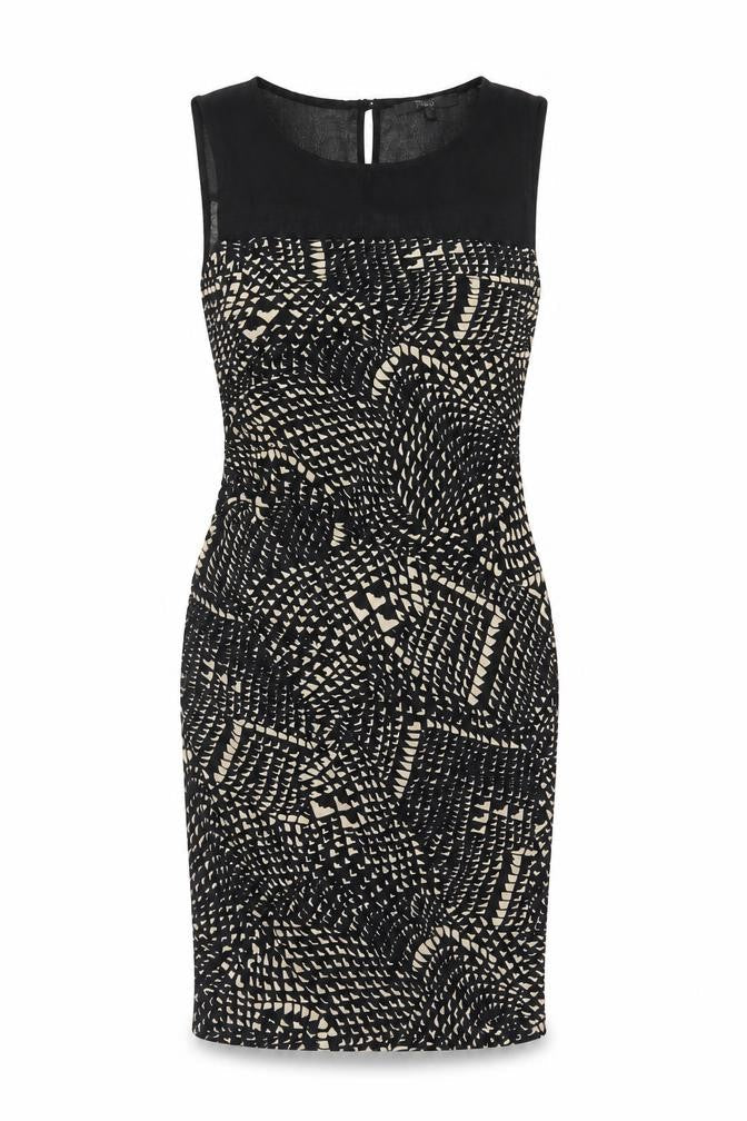 Next Women’s Black Ivory Geometric Bodycon Knee Length Dress UK 8