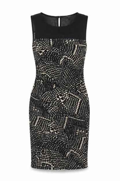 Next Women’s Black Ivory Geometric Bodycon Knee Length Dress UK 8