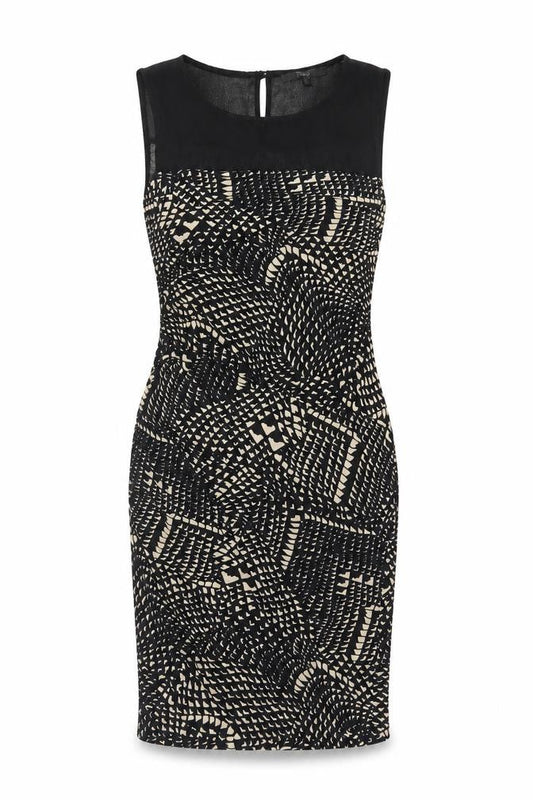 Next Women’s Black Ivory Geometric Bodycon Knee Length Dress UK 8