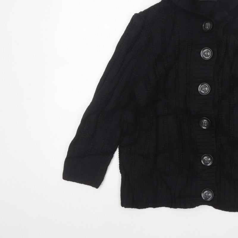 Marks & Spencer Women Black Size 18 Hooded Cable Knit Cardigan