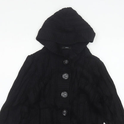 Marks & Spencer Women Black Size 18 Hooded Cable Knit Cardigan