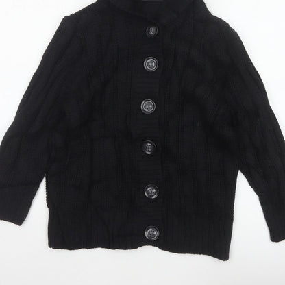 Marks & Spencer Women Black Size 18 Hooded Cable Knit Cardigan