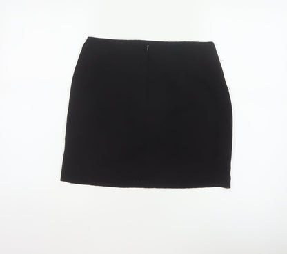 H&M Women Black UK 8 Straight Pencil Sequin Geometric Mini Skirt