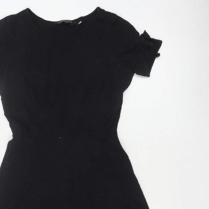 Dorothy Perkins Women Black UK 10 Fit & Flare Cold Shoulder Dress