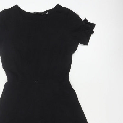Dorothy Perkins Women Black UK 10 Fit & Flare Cold Shoulder Dress
