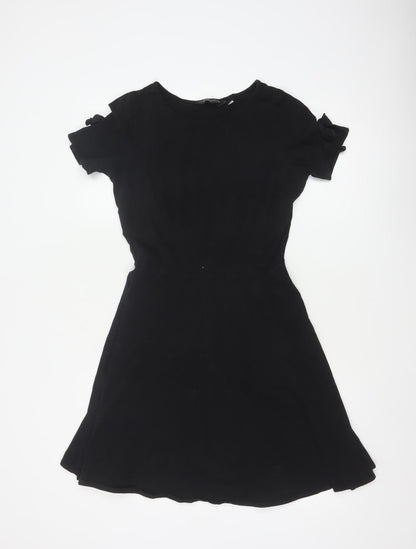 Dorothy Perkins Women Black UK 10 Fit & Flare Cold Shoulder Dress