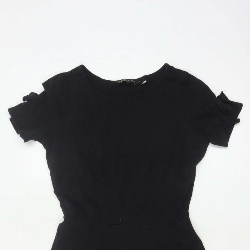 Dorothy Perkins Women Black UK 10 Fit & Flare Cold Shoulder Dress