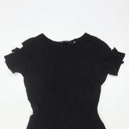 Dorothy Perkins Women Black UK 10 Fit & Flare Cold Shoulder Dress