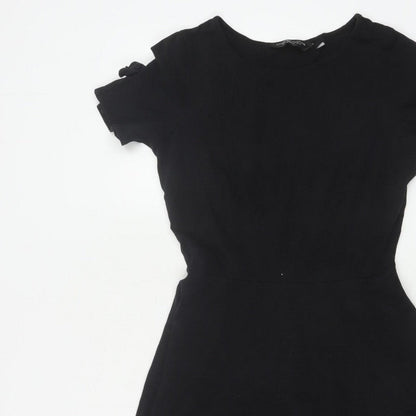 Dorothy Perkins Women Black UK 10 Fit & Flare Cold Shoulder Dress