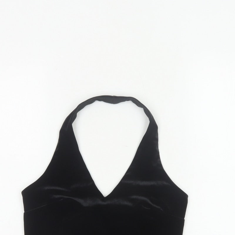 Urban Renewal Women Black S Velvet Halter Crop Top Rhinestone Butterfly