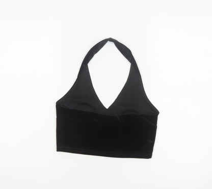 Urban Renewal Women Black S Velvet Halter Crop Top Rhinestone Butterfly