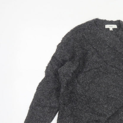 Marks and Spencer Women Grey S Chunky Knit V-Neck Jumper