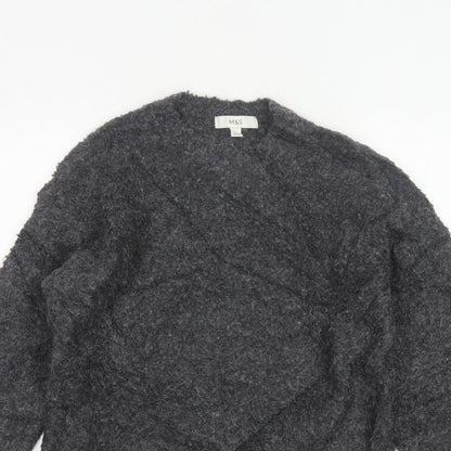Marks and Spencer Women Grey S Chunky Knit V-Neck Jumper