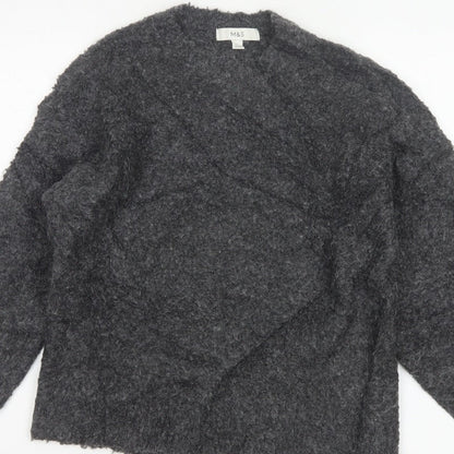 Marks and Spencer Women Grey S Chunky Knit V-Neck Jumper