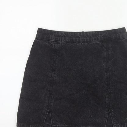 ASOS Denim Women’s Black UK 10 A-Line Mini Skirt Slit Zip