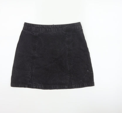 ASOS Denim Women’s Black UK 10 A-Line Mini Skirt Slit Zip