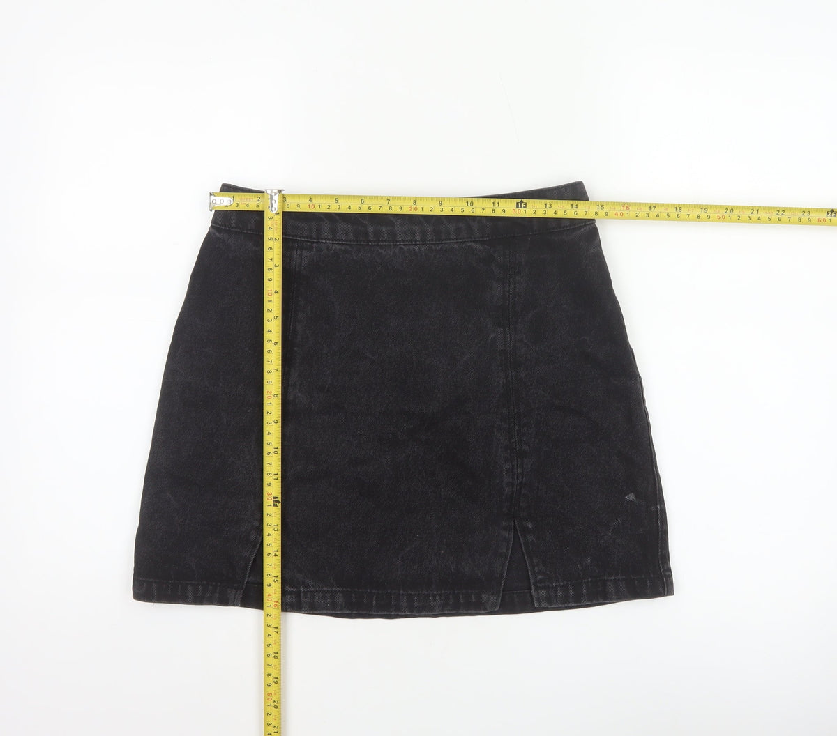 ASOS Denim Women’s Black UK 10 A-Line Mini Skirt Slit Zip