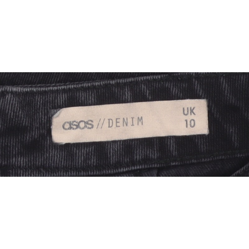 ASOS Denim Women’s Black UK 10 A-Line Mini Skirt Slit Zip
