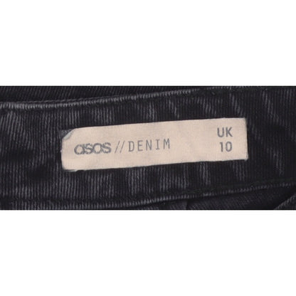 ASOS Denim Women’s Black UK 10 A-Line Mini Skirt Slit Zip