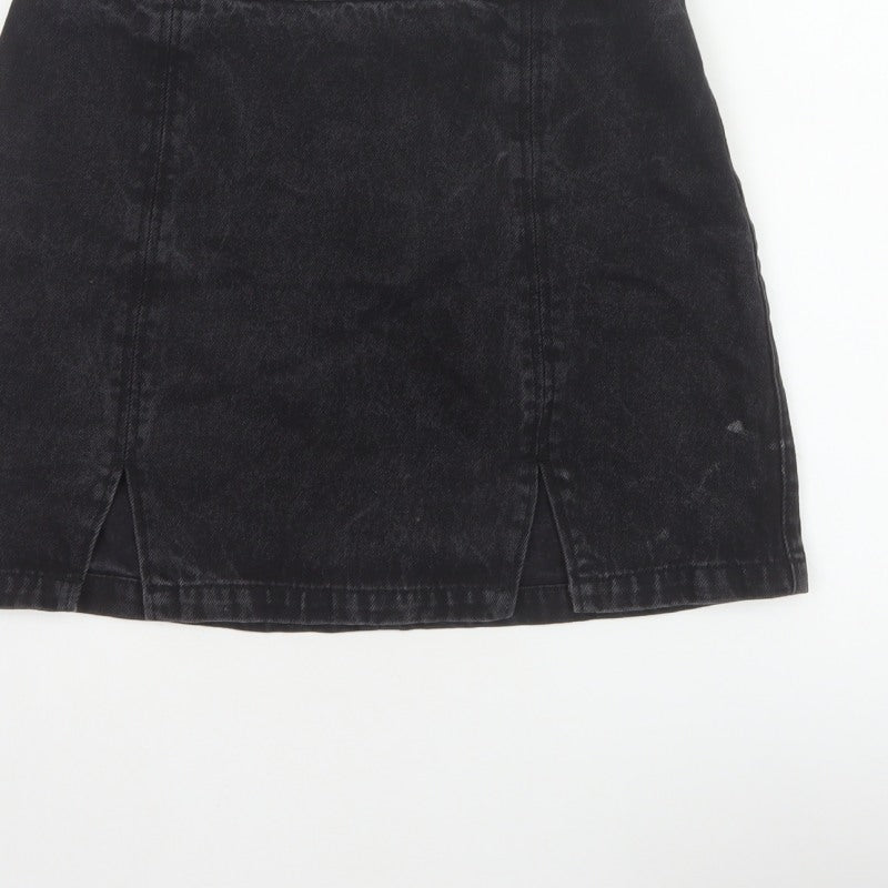 ASOS Denim Women’s Black UK 10 A-Line Mini Skirt Slit Zip