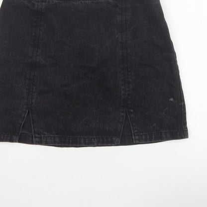 ASOS Denim Women’s Black UK 10 A-Line Mini Skirt Slit Zip
