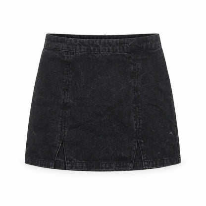 ASOS Denim Women’s Black UK 10 A-Line Mini Skirt Slit Zip