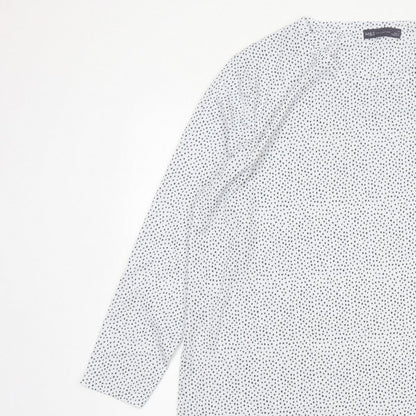 Marks and Spencer Women White Polka Dot Basic V-Neck Blouse UK 16