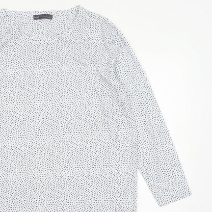 Marks and Spencer Women White Polka Dot Basic V-Neck Blouse UK 16