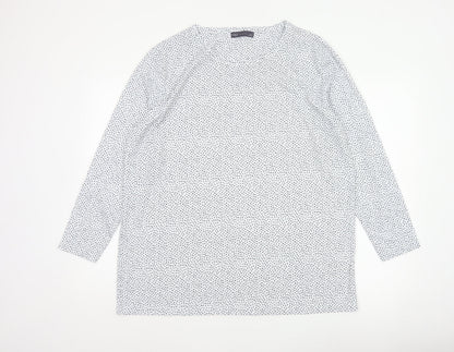 Marks and Spencer Women White Polka Dot Basic V-Neck Blouse UK 16