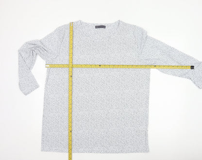 Marks and Spencer Women White Polka Dot Basic V-Neck Blouse UK 16
