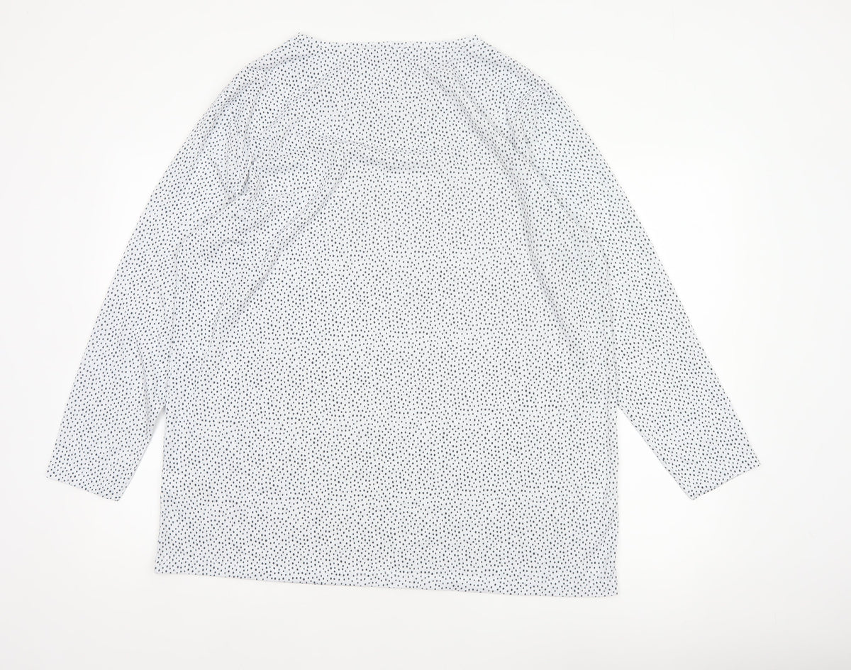 Marks and Spencer Women White Polka Dot Basic V-Neck Blouse UK 16