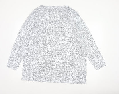 Marks and Spencer Women White Polka Dot Basic V-Neck Blouse UK 16