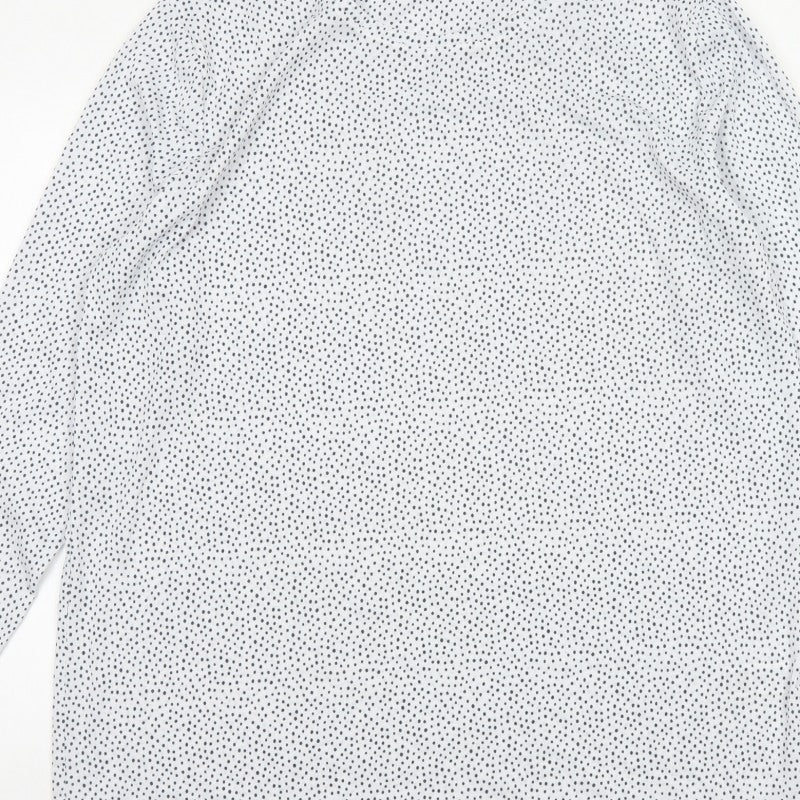 Marks and Spencer Women White Polka Dot Basic V-Neck Blouse UK 16