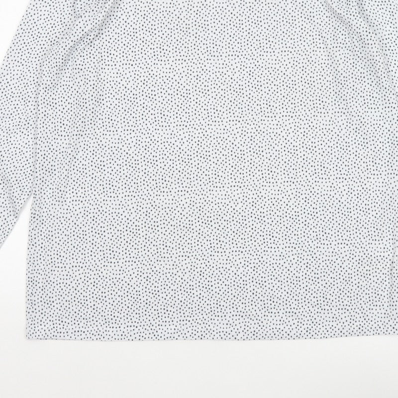 Marks and Spencer Women White Polka Dot Basic V-Neck Blouse UK 16