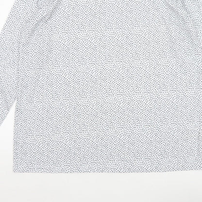 Marks and Spencer Women White Polka Dot Basic V-Neck Blouse UK 16