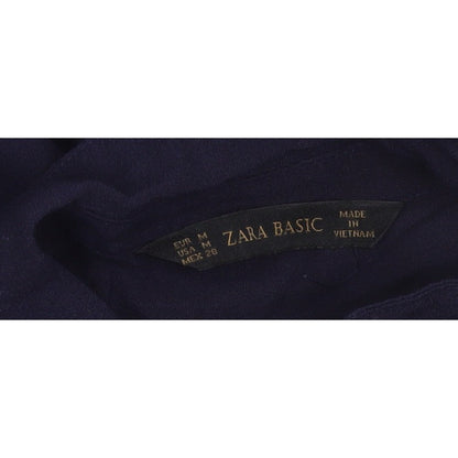 Zara Basic Women Blue UK 12 Long Sleeve Collared Button-Up Shirt