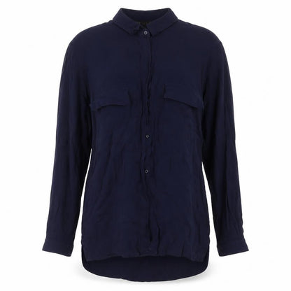 Zara Basic Women Blue UK 12 Long Sleeve Collared Button-Up Shirt