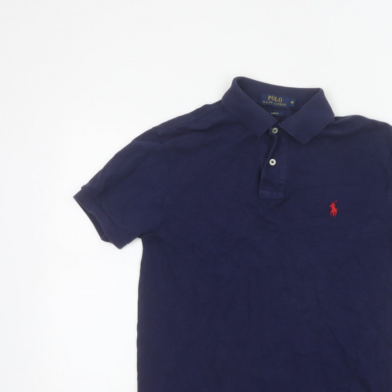 Polo Ralph Lauren Men’s Blue M Slim Fit Embroidered Logo Cotton Polo