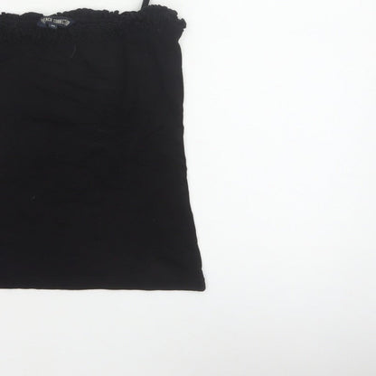 French Connection Women Black M Ruffle Spaghetti Strap Camisole Top