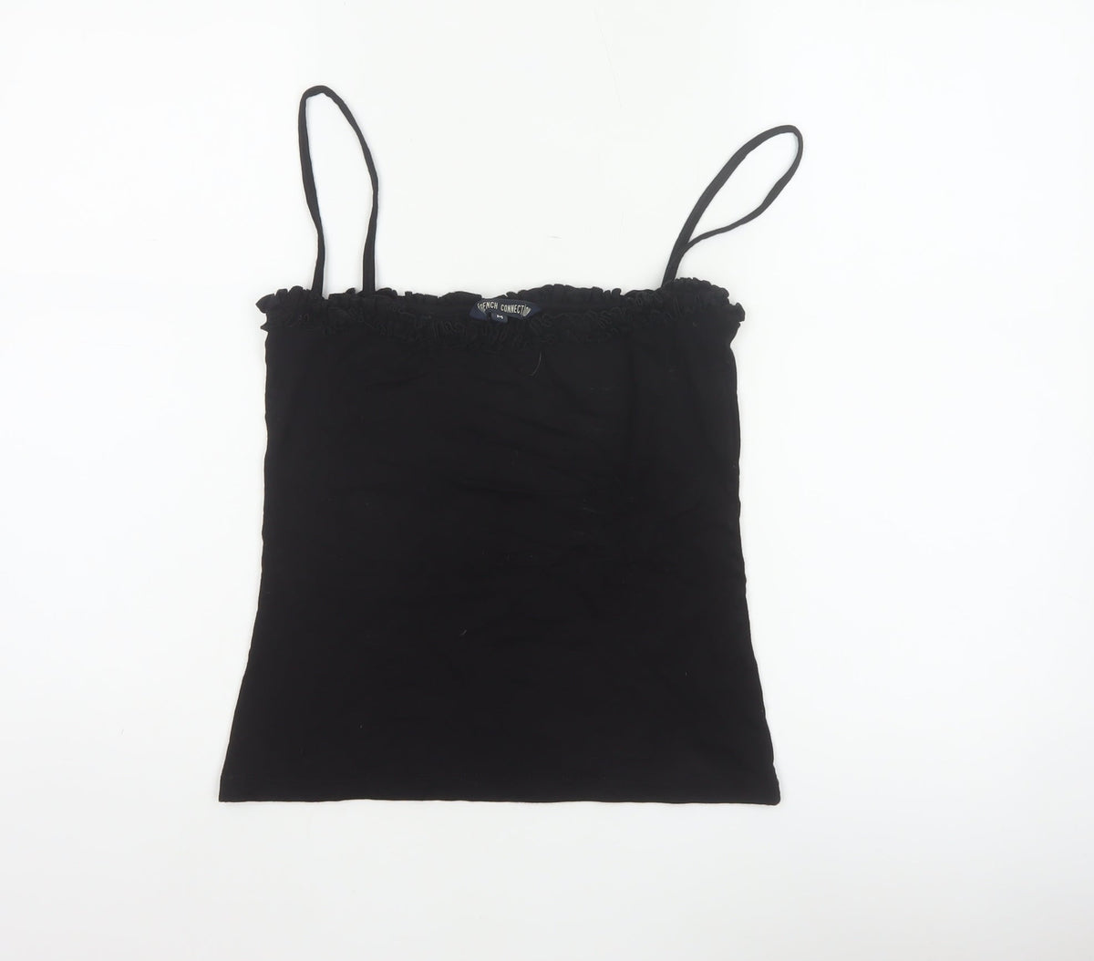 French Connection Women Black M Ruffle Spaghetti Strap Camisole Top