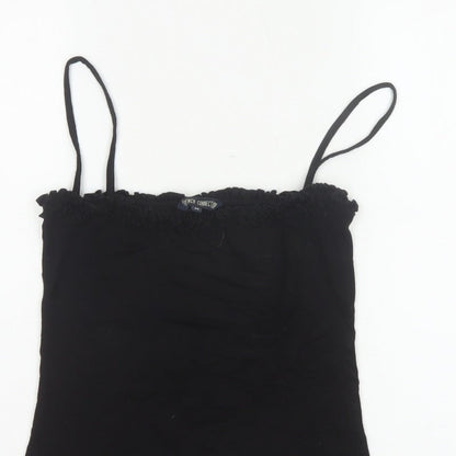 French Connection Women Black M Ruffle Spaghetti Strap Camisole Top