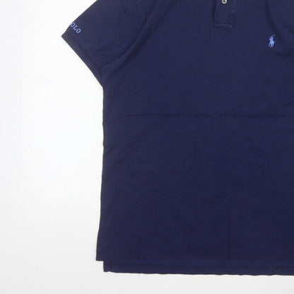 Polo Ralph Lauren Men’s Blue L Slim Fit Cotton Logo Piqué Polo Shirt