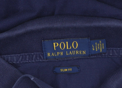 Polo Ralph Lauren Men’s Blue L Slim Fit Cotton Logo Piqué Polo Shirt