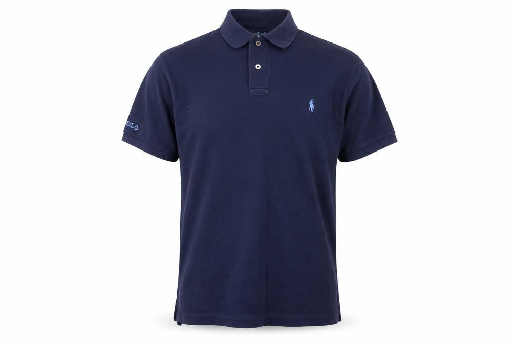 Polo Ralph Lauren Men’s Blue L Slim Fit Cotton Logo Piqué Polo Shirt