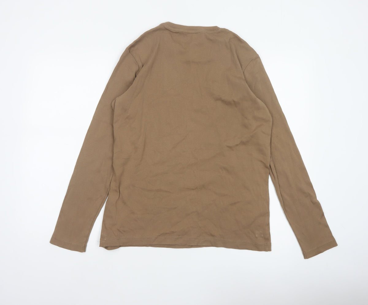 Cotton Traders Men’s Brown L Cotton Crew Neck Long Sleeve Jersey Top