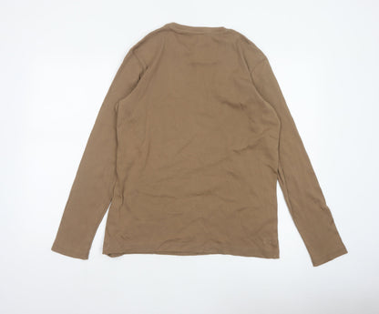 Cotton Traders Men’s Brown L Cotton Crew Neck Long Sleeve Jersey Top